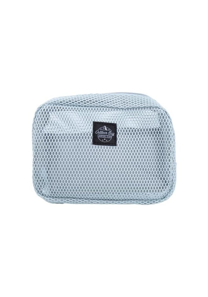 Mesh Pouch with Pocket | Gray | Breathable Zip Storage Bag for Cosmetics & Accessories - Image 1